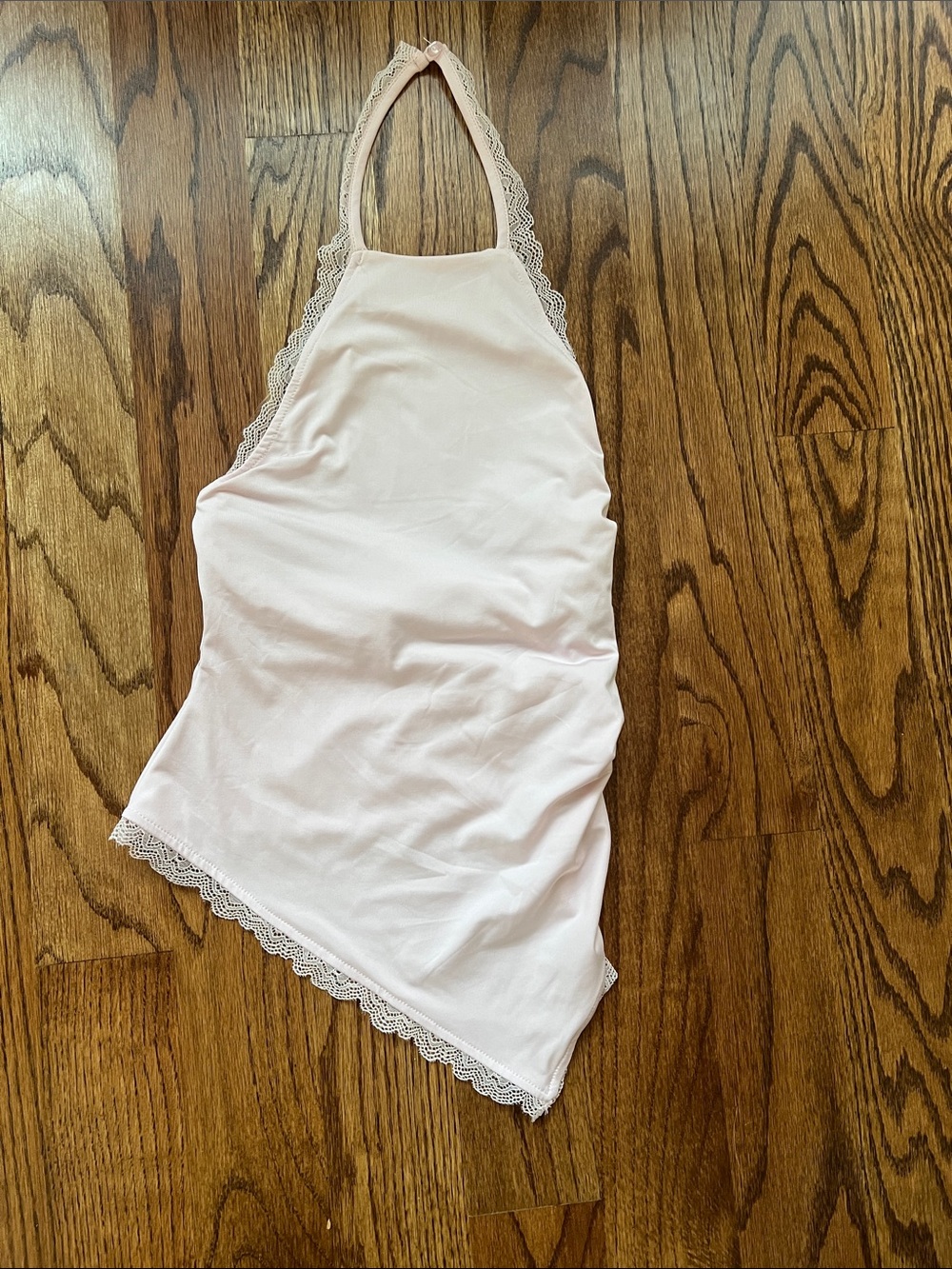 Women's Light Pink Lace-Trim Halter Cami